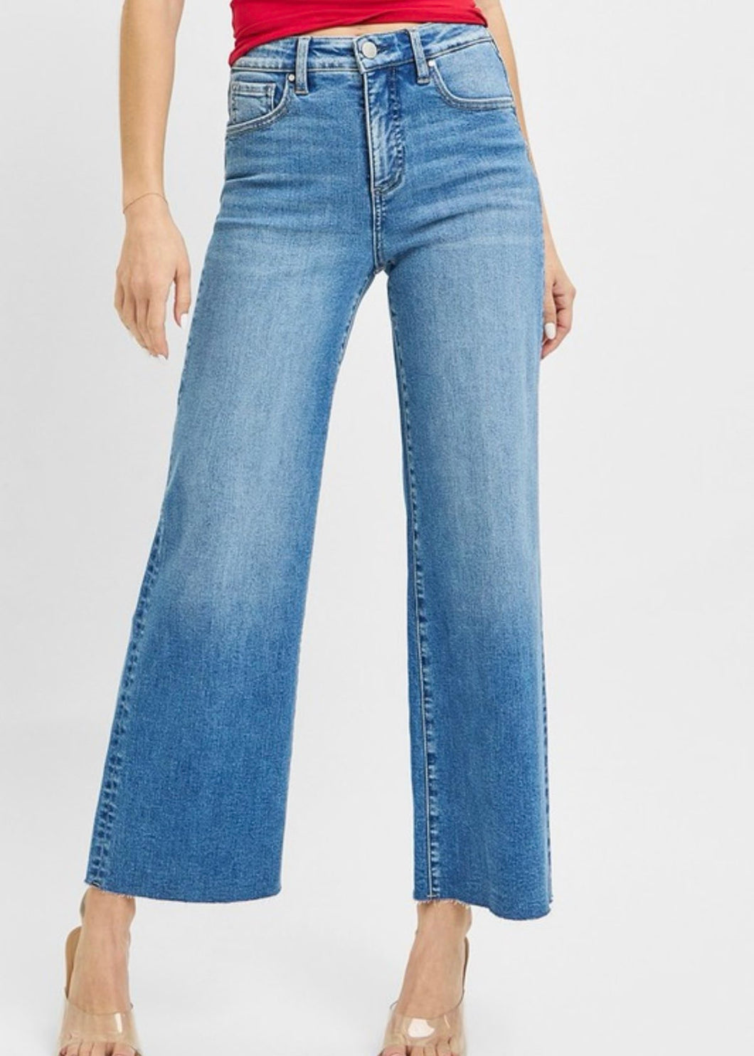 Risen Tummy Control Crop Wide Leg Jeans