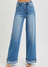 Load image into Gallery viewer, Extended Tummy Control Wide Leg Cuffed Jeans
