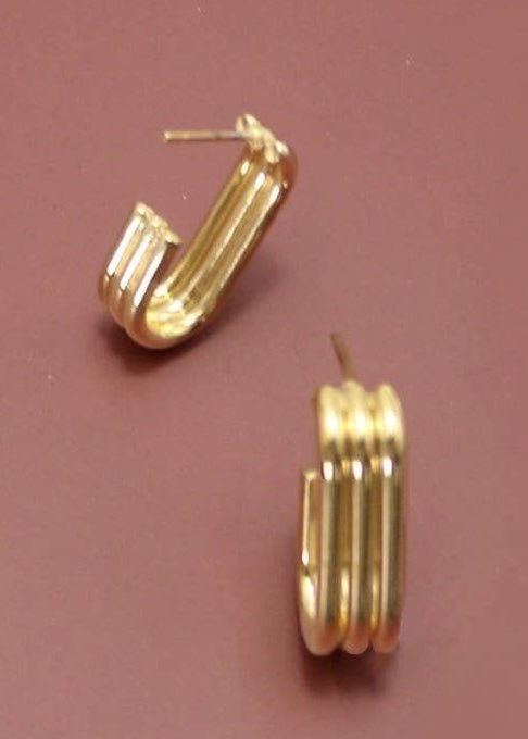 18K Stainless Triple Row Huggie Hoops