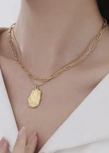 Load image into Gallery viewer, 18K Stainless Steel Hammered Pendant Layered Necklace
