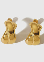 Load image into Gallery viewer, 18K Stainless Steel Double Cross Huggie Earrings
