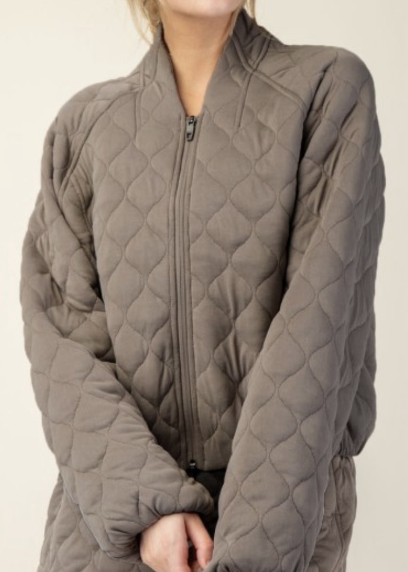 Lita Quilted Bomber Jacket | Taupe