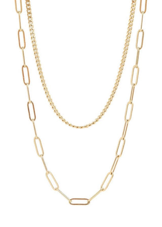 Curb and Paperclip Layered Chain Necklace