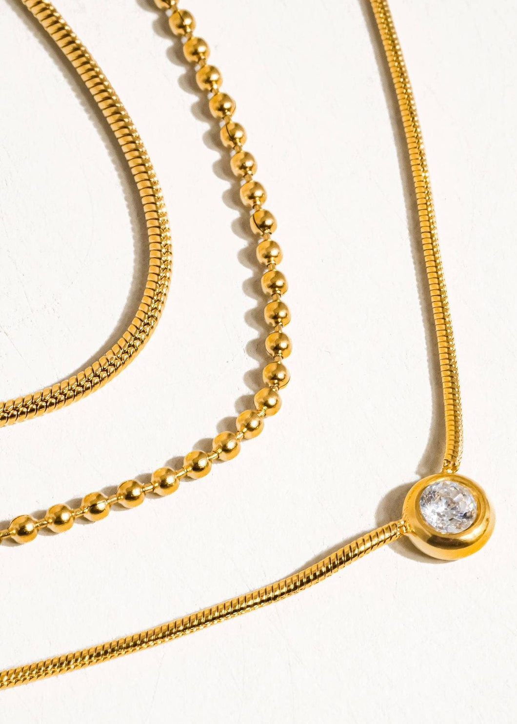 18K Tri Layer Necklace | Paulette