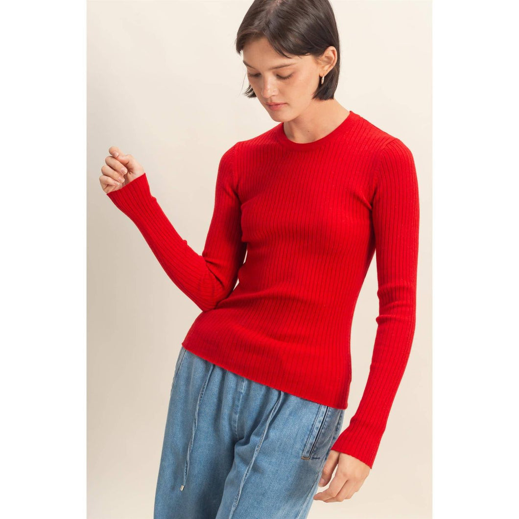 Arlo Ribbed Long Sleeve | Red
