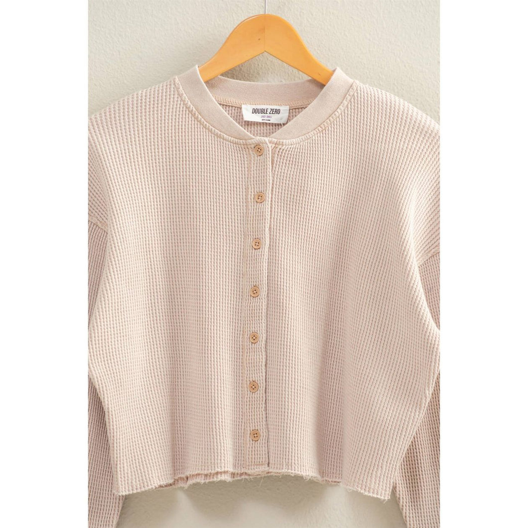 Jamie Buttoned Crop Top | Light Taupe