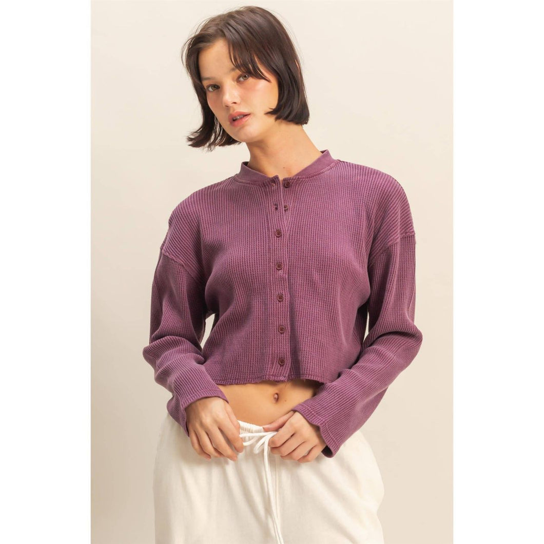 Jamie Buttoned Crop Top | Plum