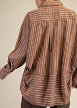 Load image into Gallery viewer, Coffee Stripe Cotton Button Down Shirt
