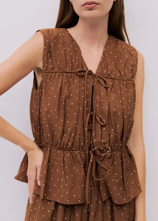 Melinda Polka Dot Tie Front Top