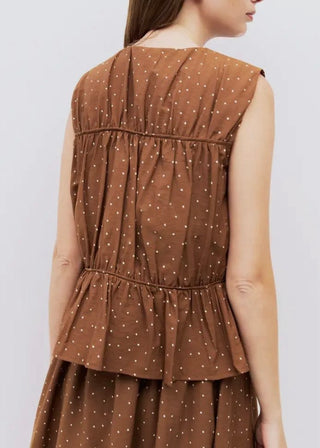 Melinda Polka Dot Tie Front Top