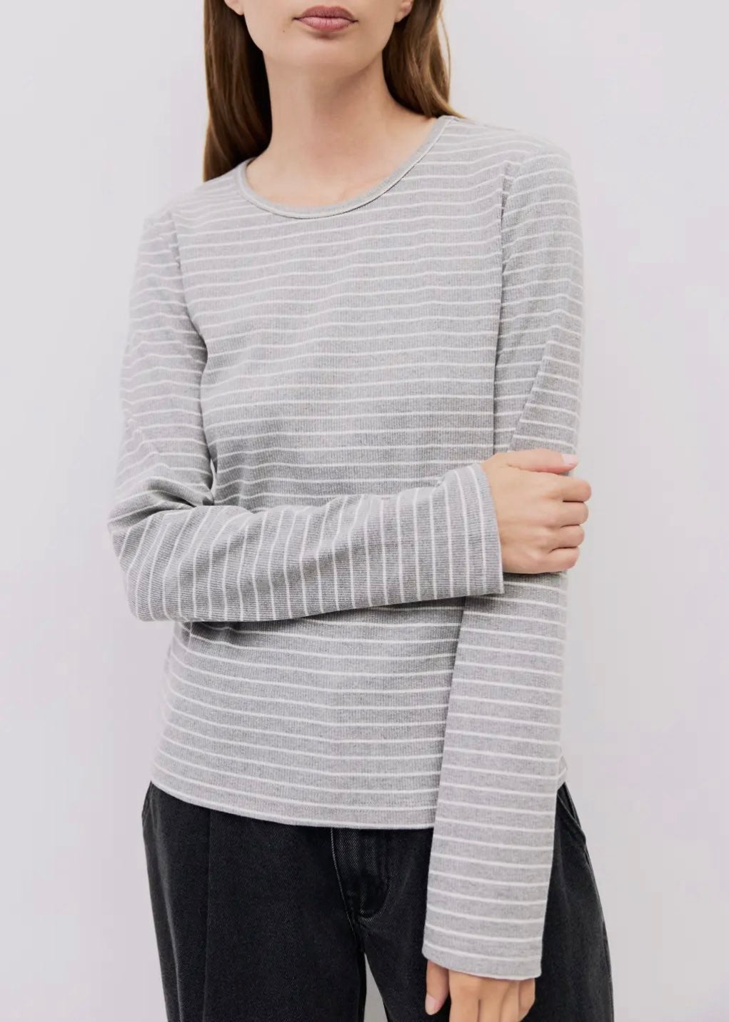 Sora Striped Tee | Grey/Ivory