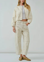 Load image into Gallery viewer, Ivory Embroidered Denim Bomber Jacket
