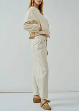 Load image into Gallery viewer, Ivory Embroidered Denim Bomber Jacket
