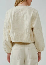 Load image into Gallery viewer, Ivory Embroidered Denim Bomber Jacket
