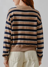 Load image into Gallery viewer, Stripe Polo Sweater | Tan &amp; Navy
