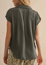 Load image into Gallery viewer, Clara Relaxed Collared Button Down Top | Deep Green

