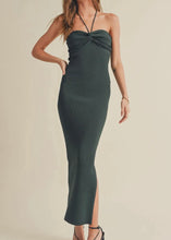 Load image into Gallery viewer, Twist Front Ribbed Halter Midi Dress
