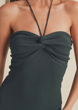 Load image into Gallery viewer, Twist Front Ribbed Halter Midi Dress
