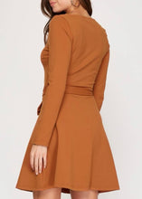 Load image into Gallery viewer, Cinnamon Square Neck Fit &amp; Flare Dress

