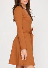 Load image into Gallery viewer, Cinnamon Square Neck Fit &amp; Flare Dress
