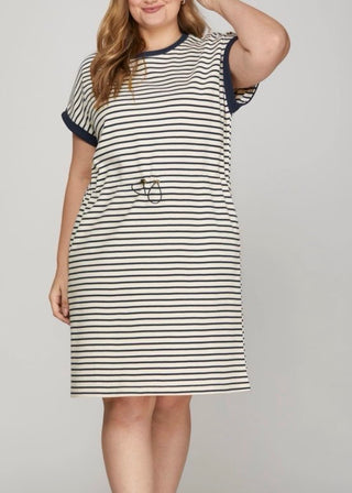 Extended Cabana Striped Knit Mini Dress