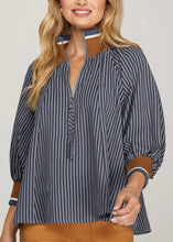 Load image into Gallery viewer, Striped Half Zip Top
