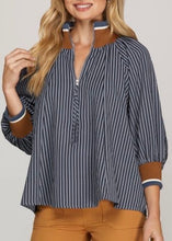 Load image into Gallery viewer, Striped Half Zip Top
