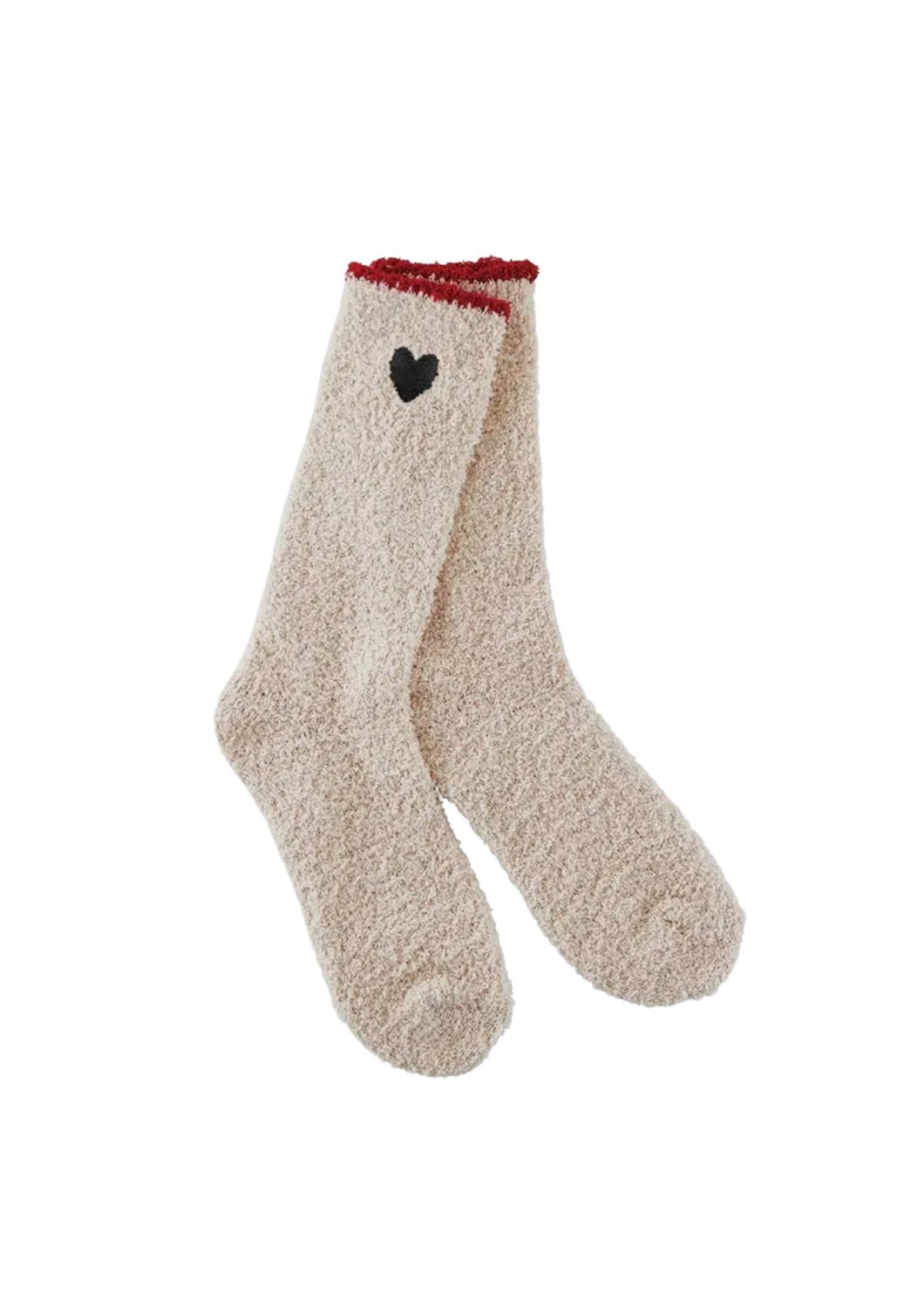 Cozy Socks | Red Trim/Black Heart
