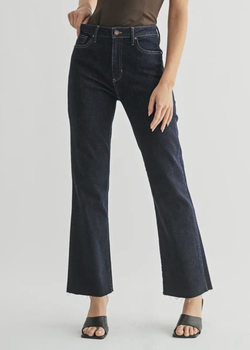 Just Black Denim Dark Denim Cropped Flare Jean