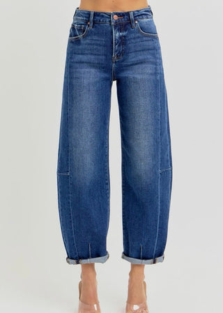 Risen Extended Size High Rise Barrel Jeans