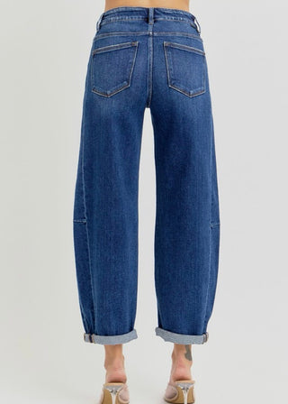 Risen Extended Size High Rise Barrel Jeans