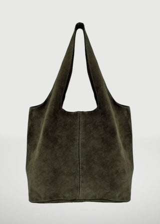 Giannina Suede Leather Shoulder Bag | Military Green