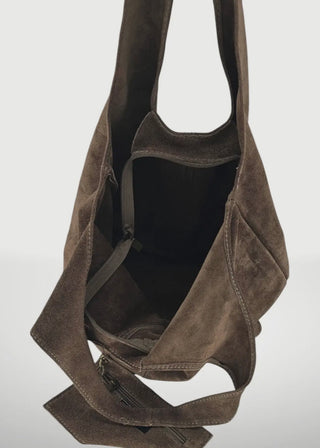 Giannina Suede Leather Shoulder Bag | Black