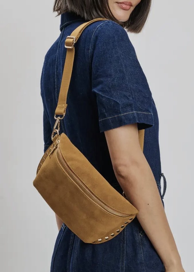 Gizelle-Suede Belt Bag | Tan