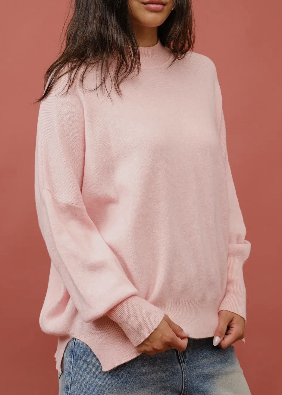 Soft Blush Cashmere Blend Crewneck Sweater