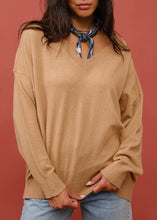 Load image into Gallery viewer, V-Neck Cashmere Blend Sweater | Camel
