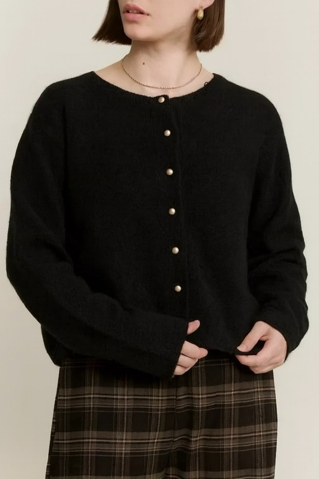 Solid Pipa Cardigan | Black
