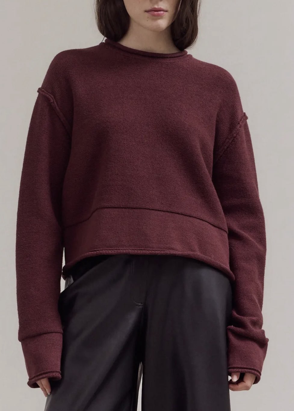 Rolled Edge Detail Long Sleeve Top