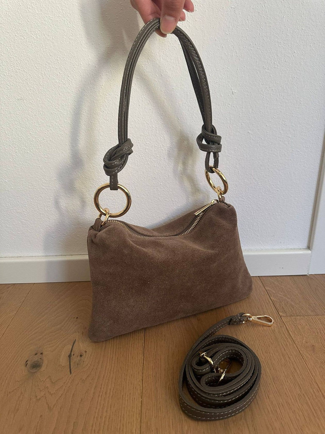 Sam Suede Shoulder Bag Taupe