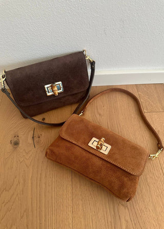 Vicky Suede Bag Dark Brown