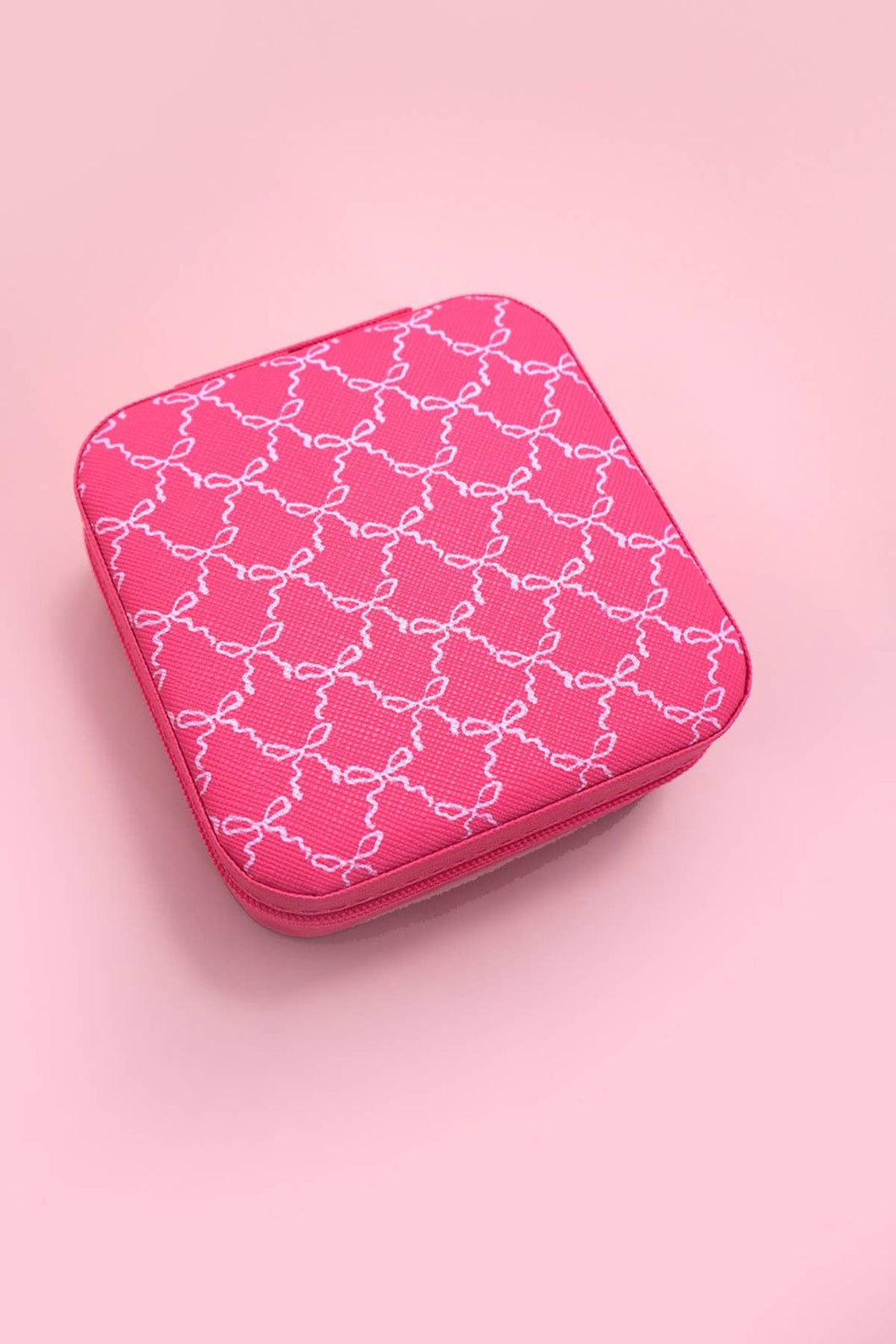 Hot Pink Bow Jewelry Organizer Travel Box Case