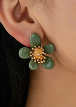 Load image into Gallery viewer, Vintage Resin Vintage Floral Gold Earrings
