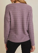Load image into Gallery viewer, Extended Lavender Long Sleeve Bottom Twist Stripe Rib Top
