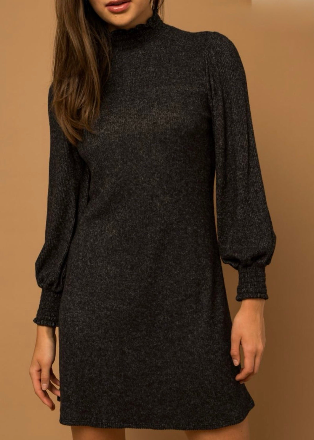 Long Sleeve Hacci Mini Dress