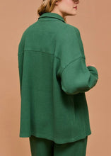 Load image into Gallery viewer, Green Waffle Button Down Oversized Shirt Jacket
