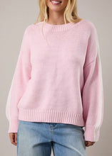 Load image into Gallery viewer, Long Sleeve Knit Sweater Top – Pink and Creme
