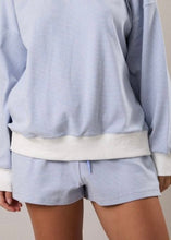 Load image into Gallery viewer, Mid Rise Stripe Shorts – Blue and Creme

