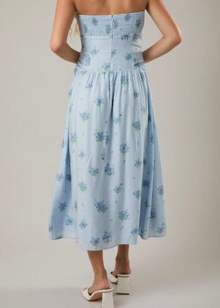 Strapless Ruched Waist Midi Dress