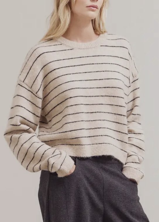 Sable Stripe Fuzzy Sweater Top