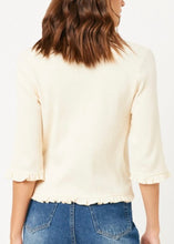 Load image into Gallery viewer, Cream Ruffled Placket Ribbed Knit Cardigan
